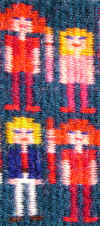 Detalj 1981 frn vven Bde mor och dotter, textilkonstnr katrin bawah.