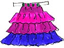 Sigrids kjol r vippig och volangprydd, design textilkonstnr katrin bawah