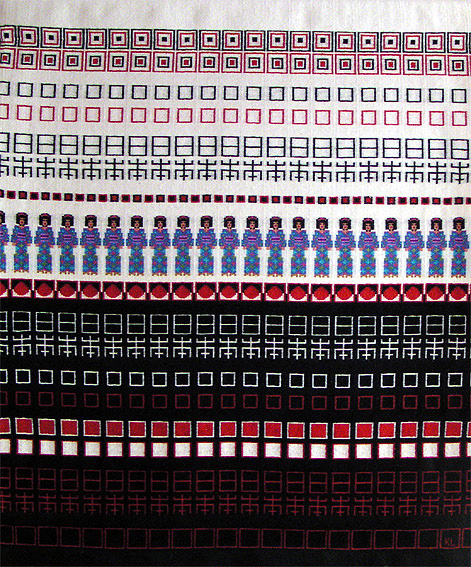 Miekko frn Japan, vv i bunden rosengng av textilkonstnr katrin bawah