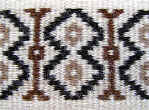Detalj av mnsterbilden i vven Morning Star frn Nordamerika,  bunden rosengng, textilkonstnr katrin bawah