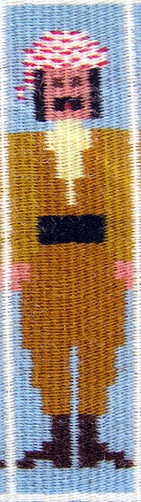 Detaljbild frn vven Frmlingskapet i bunden rosengng av textilkonstnr katrin bawah.