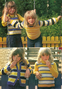 Variationer p� temat bl�-vit-gul randiga tr�jor