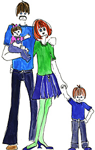 Sl�tstickad enf�rgad T-shirt f�r hela familjen