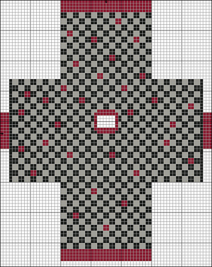 Diagram till Svart och gr�rutig polotr�ja med vinr�da knater och en och annan vinr�d ruta