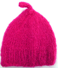 Ceriserosa sl�tstickad mohairm�ssa