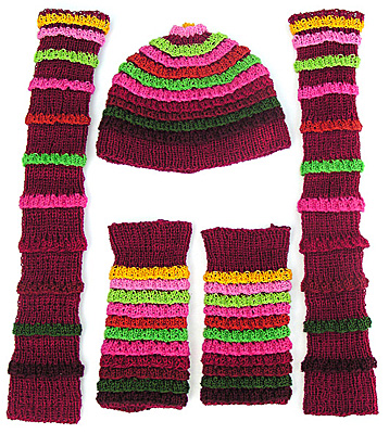 res�rstickat vinr�tt kit med p�stickade r�nder i olika f�rger till kl�nning Annika.