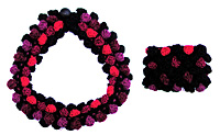 Halsband och armband i flera m�rkr�dcerise toner och svart fr�n kollektion Prick