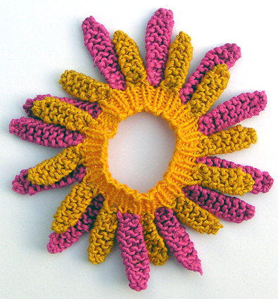 Detaljbild av stickat armband i modellen Berlock